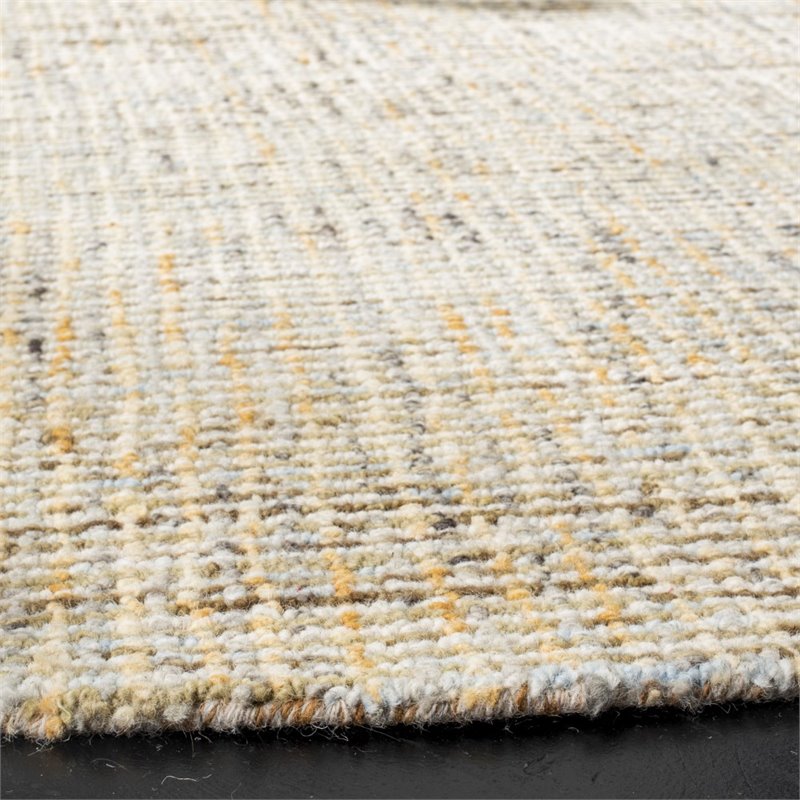 Safavieh Abstract 6' Round Hand Tufted Wool Rug in Gold and Blue