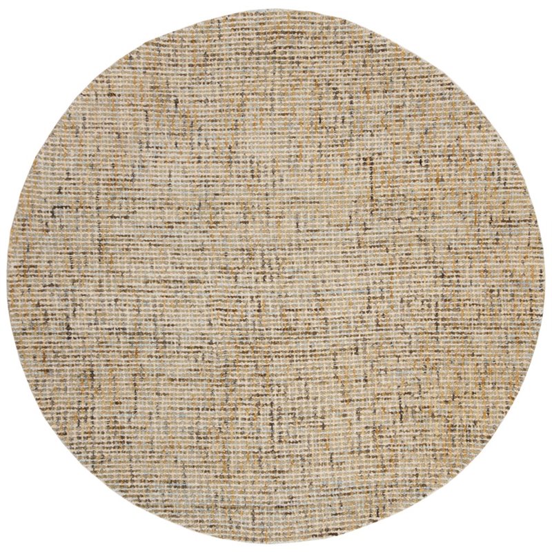 Safavieh Abstract 6' Round Hand Tufted Wool Rug in Gold and Blue