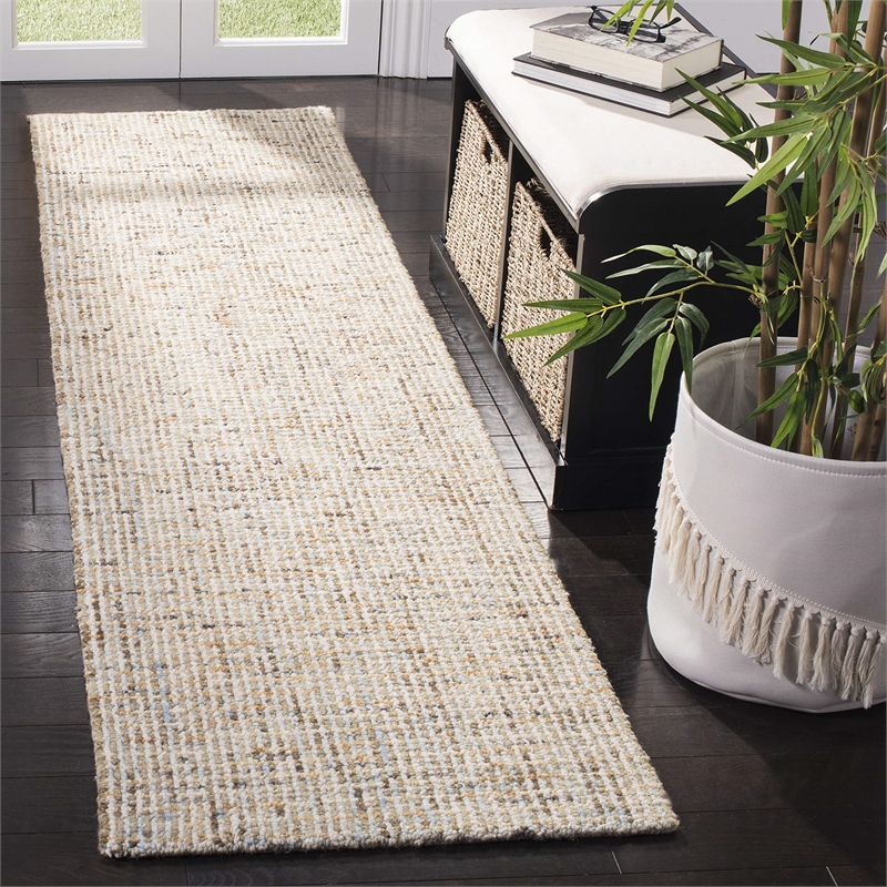 Safavieh Abstract 6' Square Hand Tufted Wool Rug in Gold and Blue