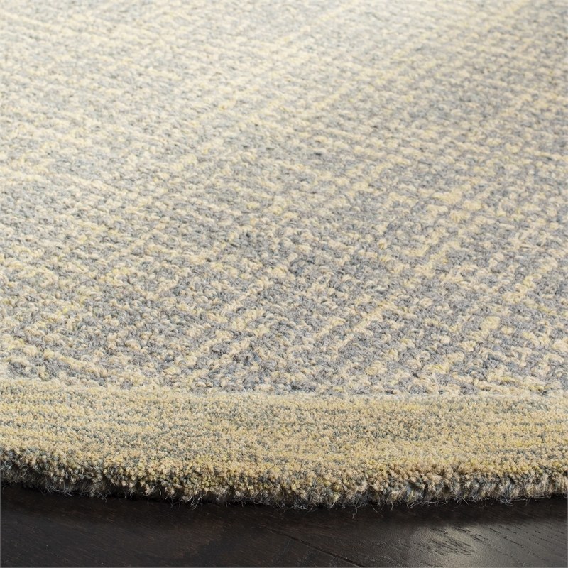 Safavieh Abstract 6' Round Hand Tufted Wool Rug in Gold and Gray