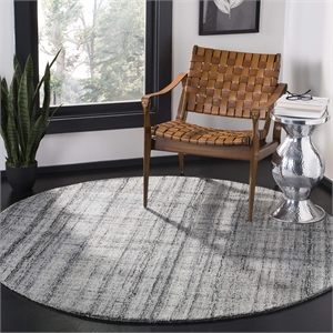 Safavieh Abstract 6' Round Hand Tufted Rug in Gray and Black