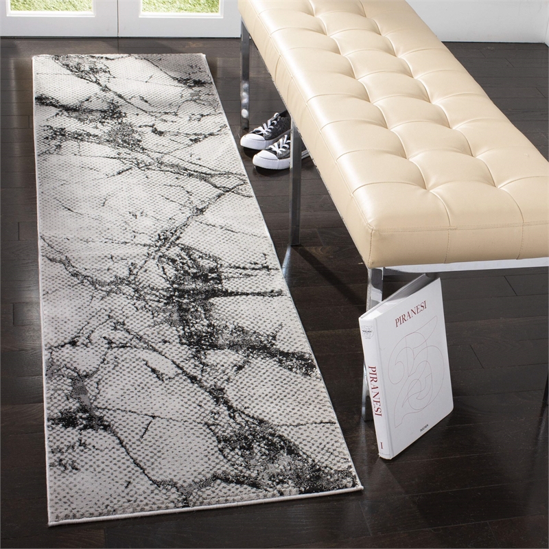 Safavieh Lurex 2' x 8' Runner Rug in Gray and Black