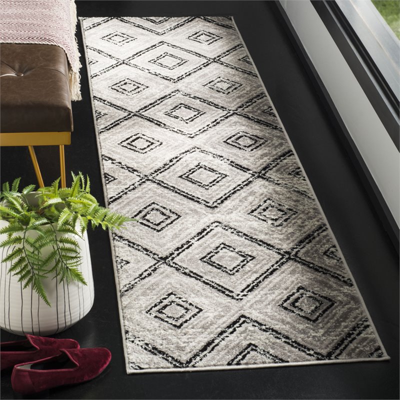 Safavieh Skyler 2' x 10' Runner Rug in Gray and Black