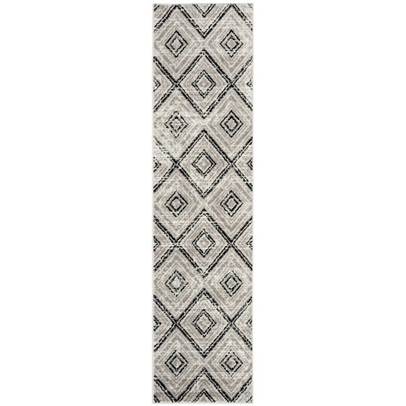 Safavieh Skyler 2' x 10' Runner Rug in Gray and Black