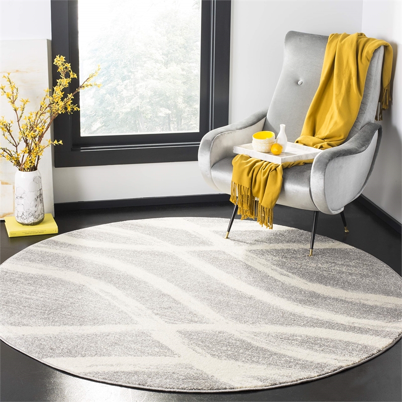 Safavieh Adirondack 8' Round Rug in Gray and Cream