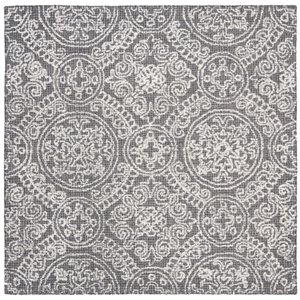 Safavieh Abstract 6' Square Hand Tufted Wool Rug in Gray and Ivory