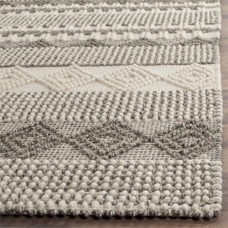Safavieh Natura 8' Square Hand Woven Wool Rug in Gray and Ivory