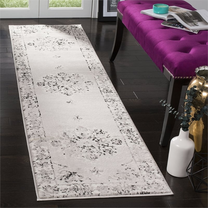 Safavieh Skyler 2' x 10' Runner Rug in Gray and Ivory