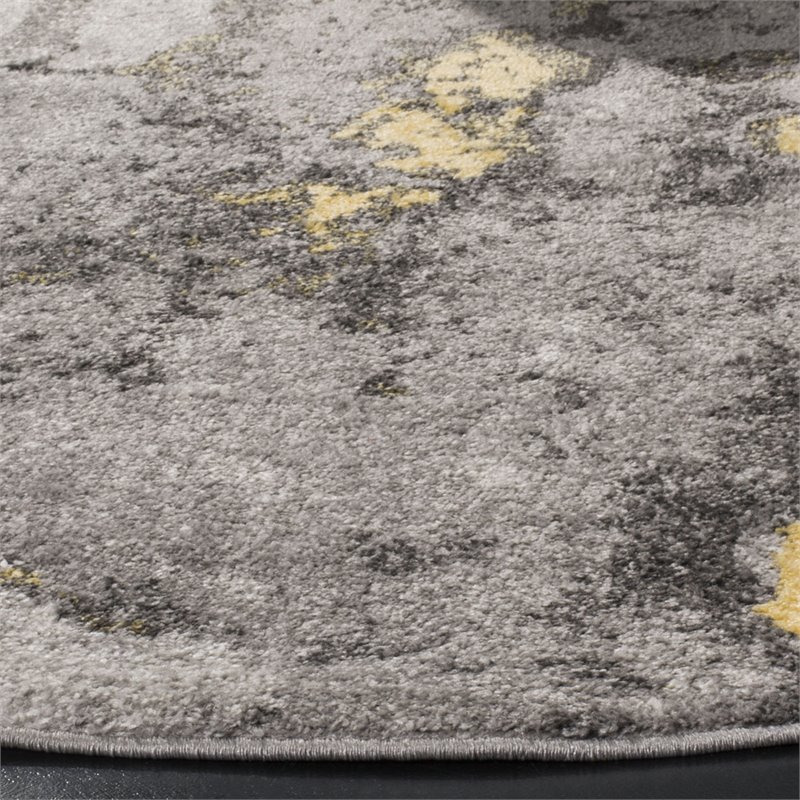 Safavieh Adirondack 4' Round Rug in Gray and Yellow