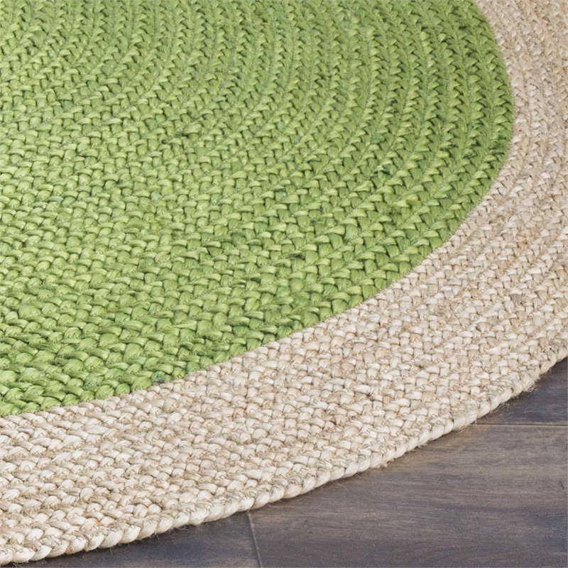Safavieh Natural Fiber 7' Round Hand Woven Jute Rug in Green Cymax