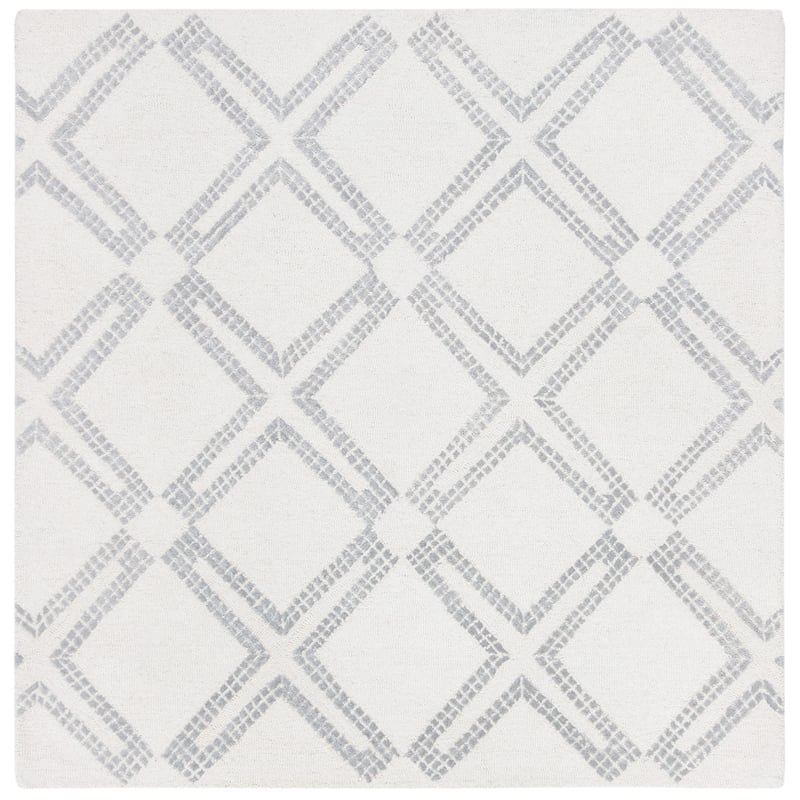Safavieh Bellagio 5' Square Hand Tufted Wool Rug in Ivory and Gray