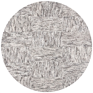 Safavieh Abstract 6' Wool Round Hand Tufted Rug in Ivory and Charcoal