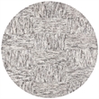 Safavieh Abstract 6' Wool Round Hand Tufted Rug in Ivory and Charcoal