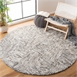 Safavieh Abstract 6' Wool Round Hand Tufted Rug in Ivory and Charcoal