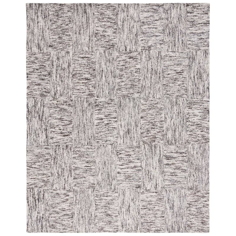 Safavieh Abstract 6' Square Wool Hand Tufted Rug in Ivory and Charcoal