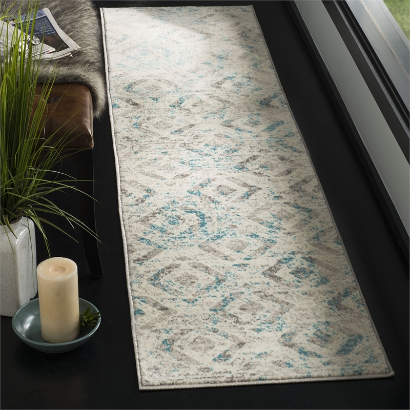 Safavieh Skyler 2' x 6' Runner Rug in Ivory and Blue