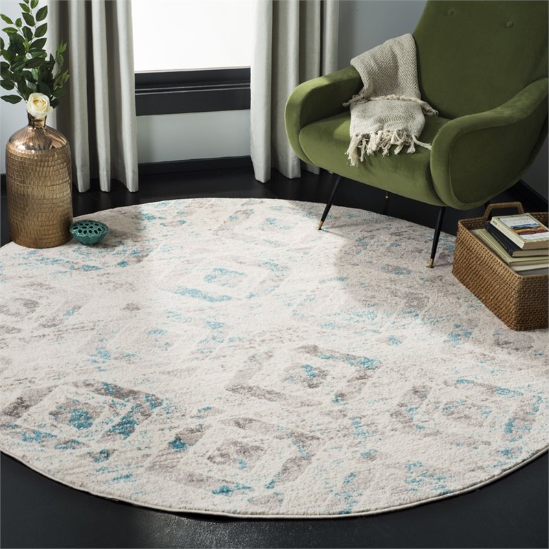 Safavieh Skyler 4' Round Rug in Ivory and Blue