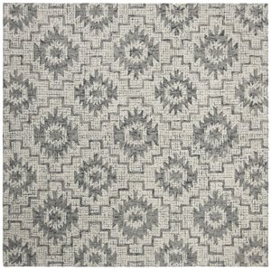 Safavieh Abstract 6' Square Hand Tufted Wool Rug in Ivory