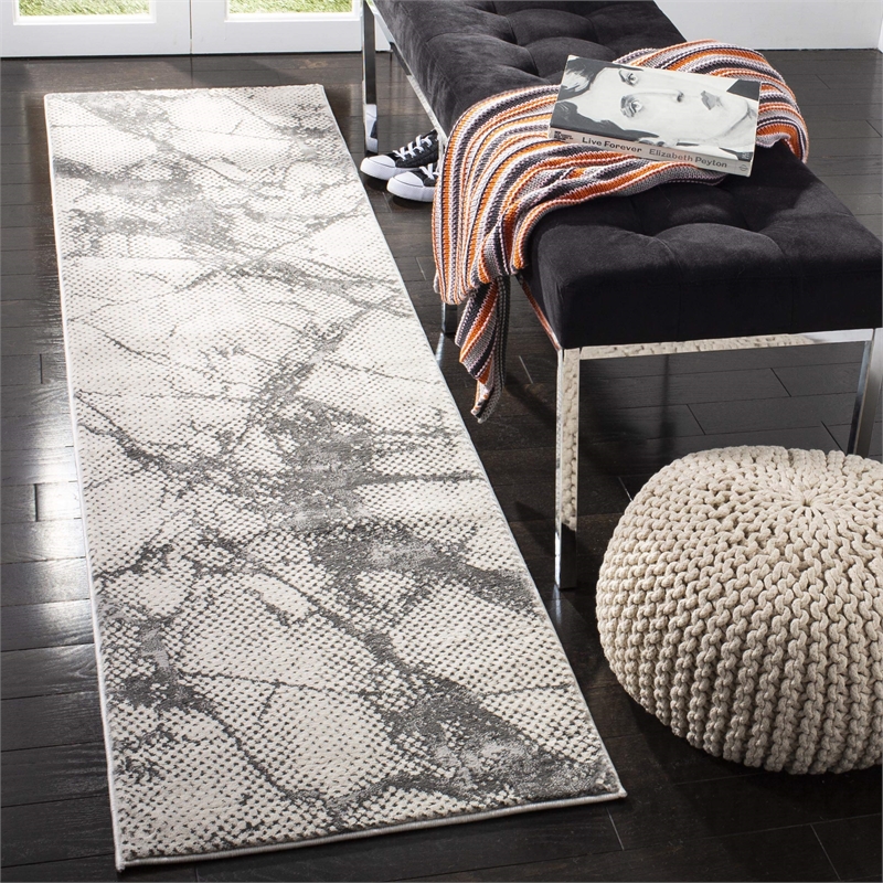 Safavieh Lurex 2' x 8' Runner Rug in Ivory and Gray