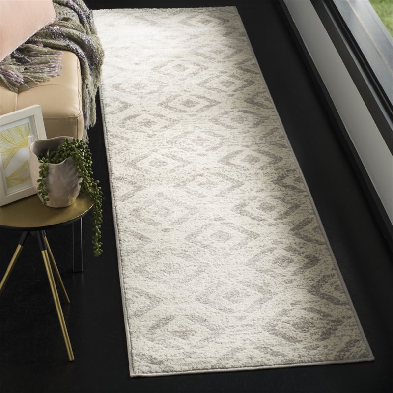 Safavieh Skyler 2' x 10' Runner Rug in Ivory and Gray