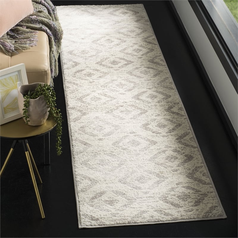 Safavieh Skyler 2' x 6' Runner Rug in Ivory and Gray