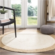 Safavieh Natural Fiber 7' Round Hand Woven Jute Rug in Ivory