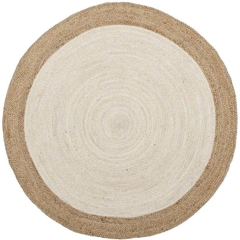 7 Round Hand Woven Jute Rug In Ivory, 7 Round Natural Fiber Rug