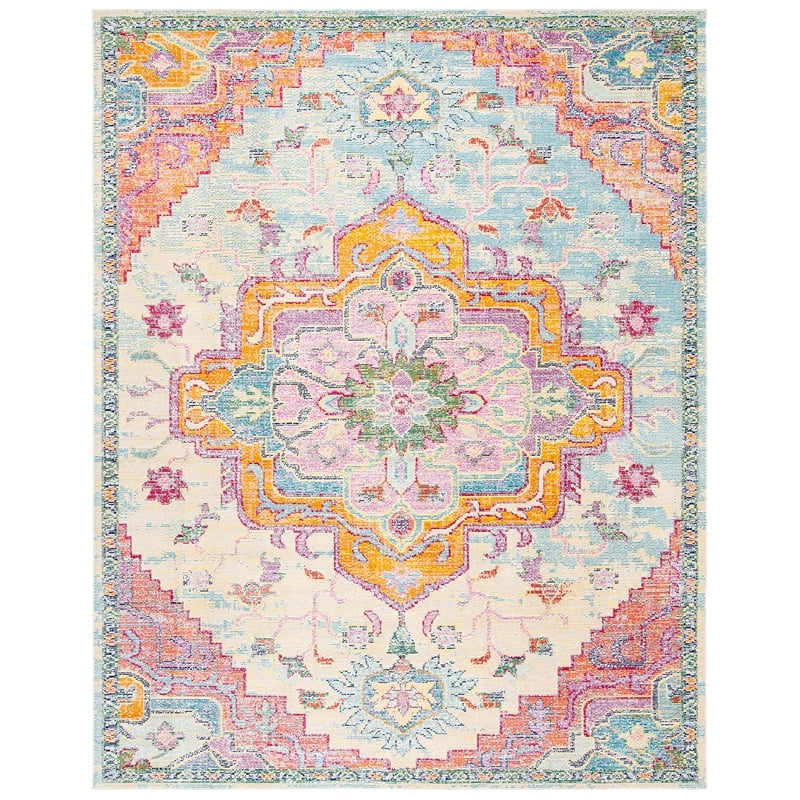 Safavieh Crystal 12' x 18' Rug in Light Blue and Fuchsia