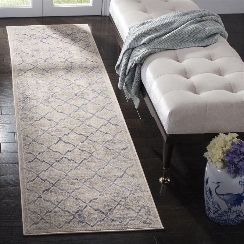 Safavieh Brentwood 2' x 8' Runner Rug in Light Gray and Blue