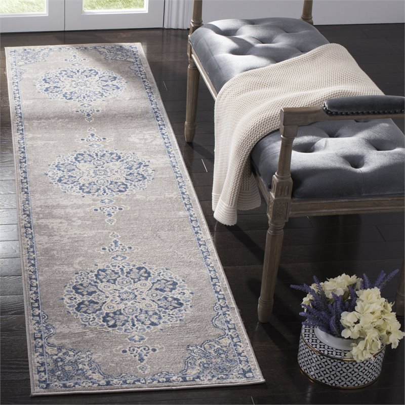 Safavieh Brentwood 2' x 8' Runner Rug in Light Gray and Blue
