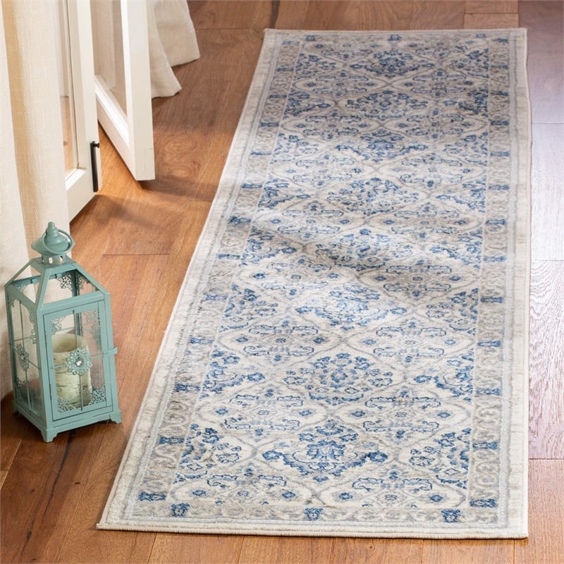 Safavieh Brentwood 2' x 8' Runner Rug in Light Gray and Blue