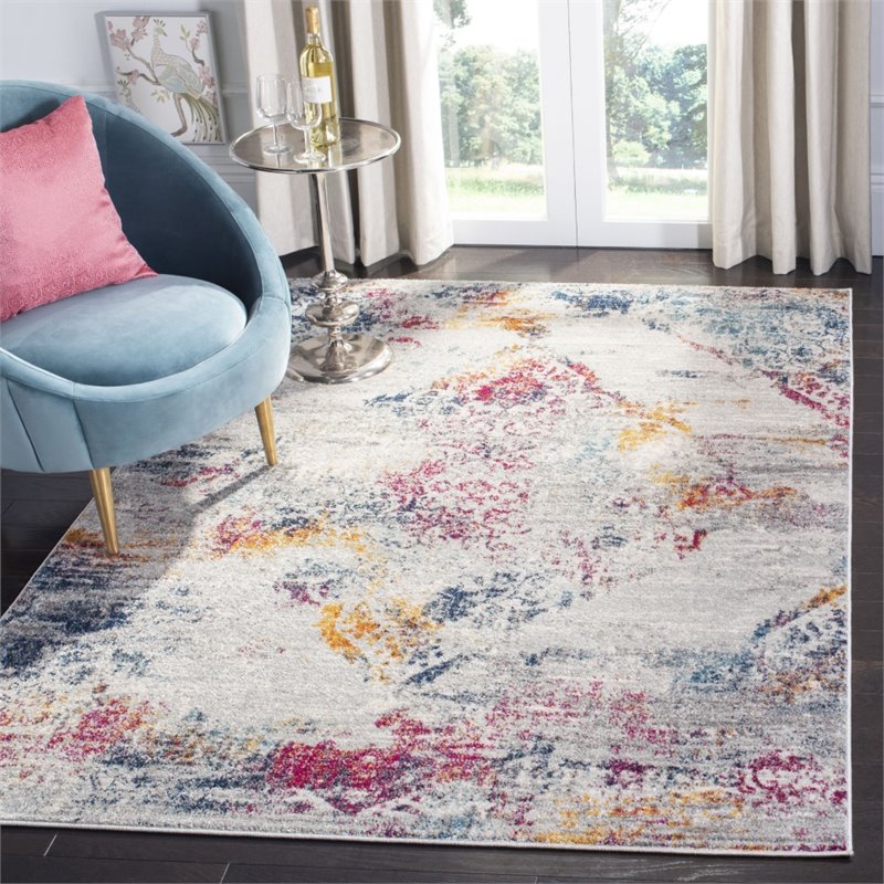 Safavieh Madison 9' x 12' Rug in Light Gray and Fuchsia