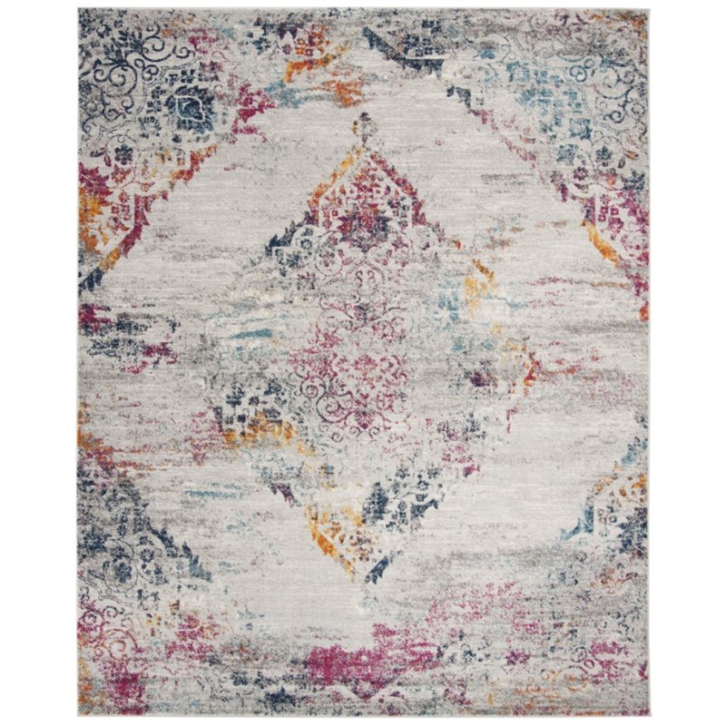 Safavieh Madison 9' x 12' Rug in Light Gray and Fuchsia