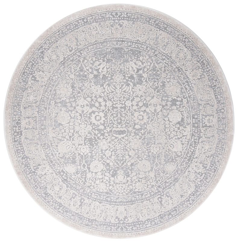 Safavieh Reflection 5' Round Rug in Light Gray and Cream