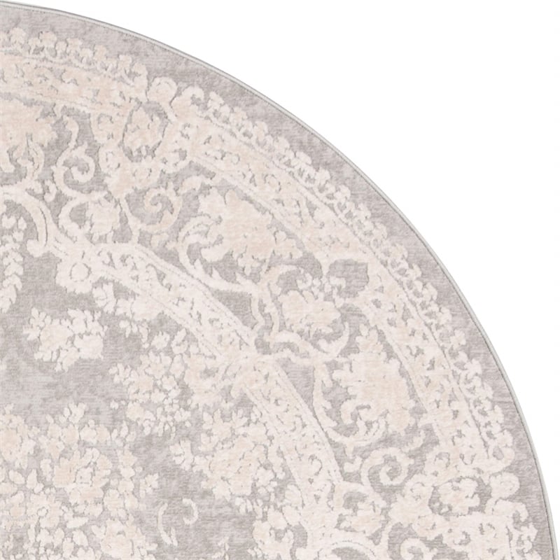 Safavieh Reflection 5' Round Rug in Light Gray and Cream