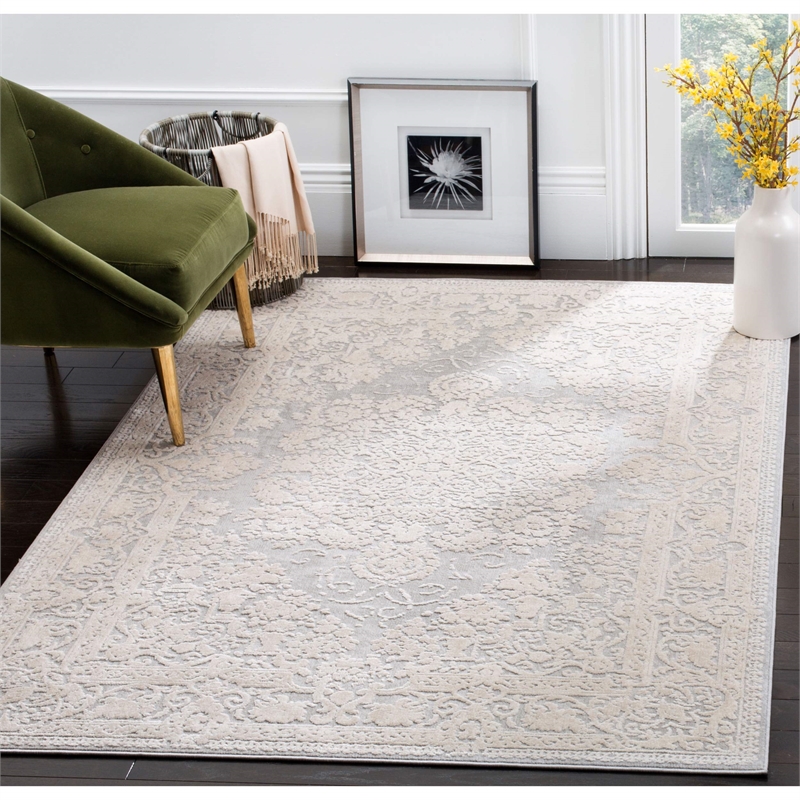 Safavieh Reflection 5' Square Rug in Light Gray and Cream