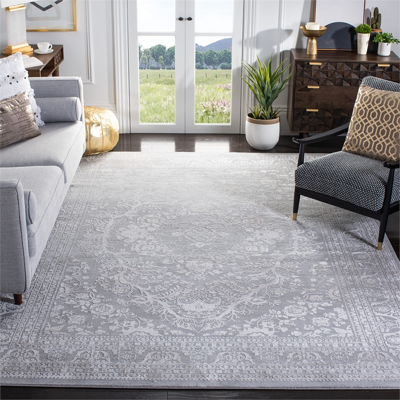 Safavieh Reflection 9' x 12' Rug in Light Gray and Cream