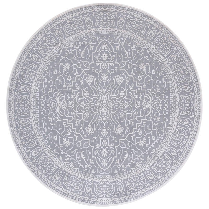 Safavieh Reflection 5' Round Rug in Light Gray and Cream