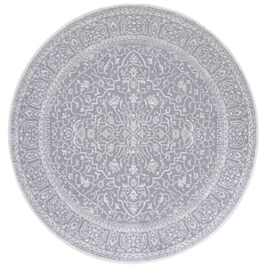 Safavieh Reflection 5' Round Rug in Light Gray and Cream