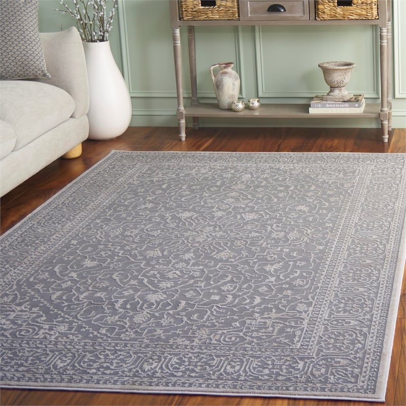 Safavieh Reflection 5' Square Rug in Light Gray and Cream
