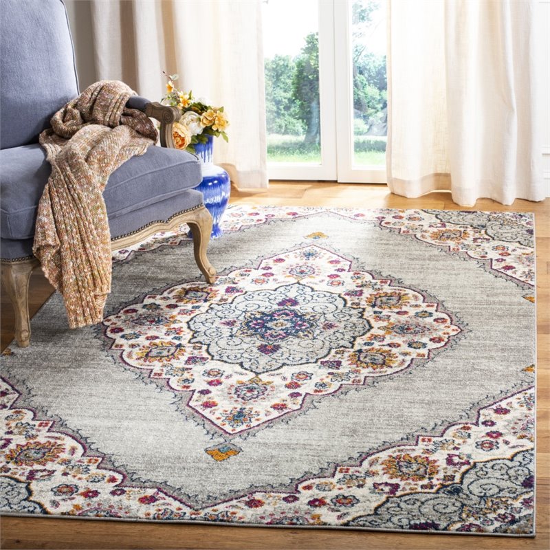 Safavieh Madison 6' x 9' Rug in Light Gray and Fuchsia