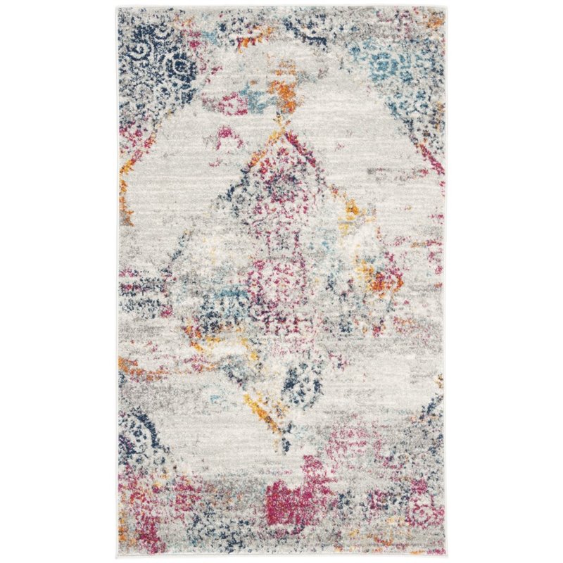 Safavieh Madison 3' x 5' Rug in Light Gray and Fuchsia