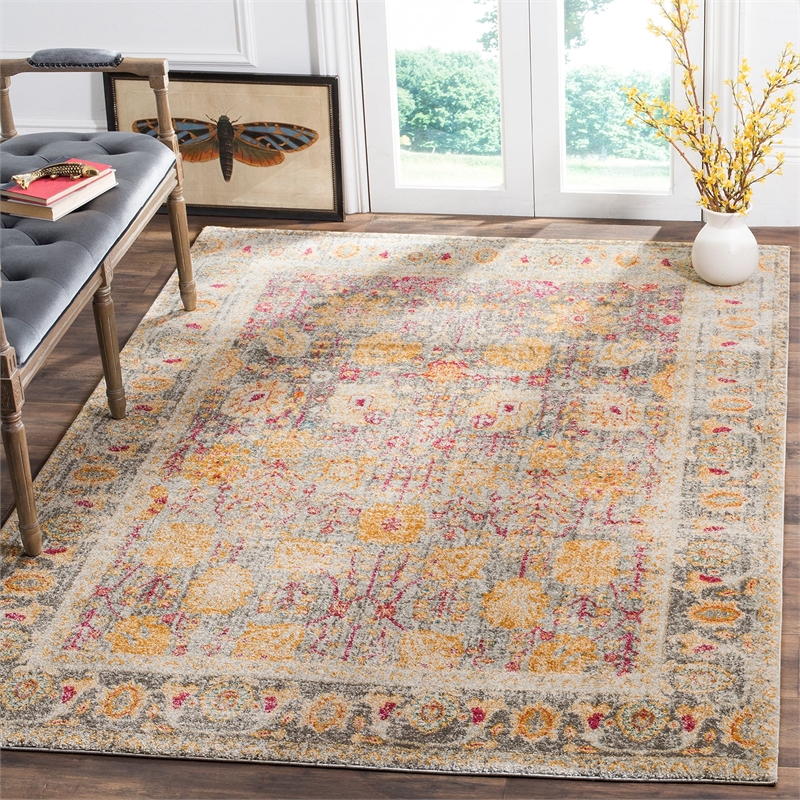 Safavieh Granada 10' x 14' Rug in Light Gray and Yellow