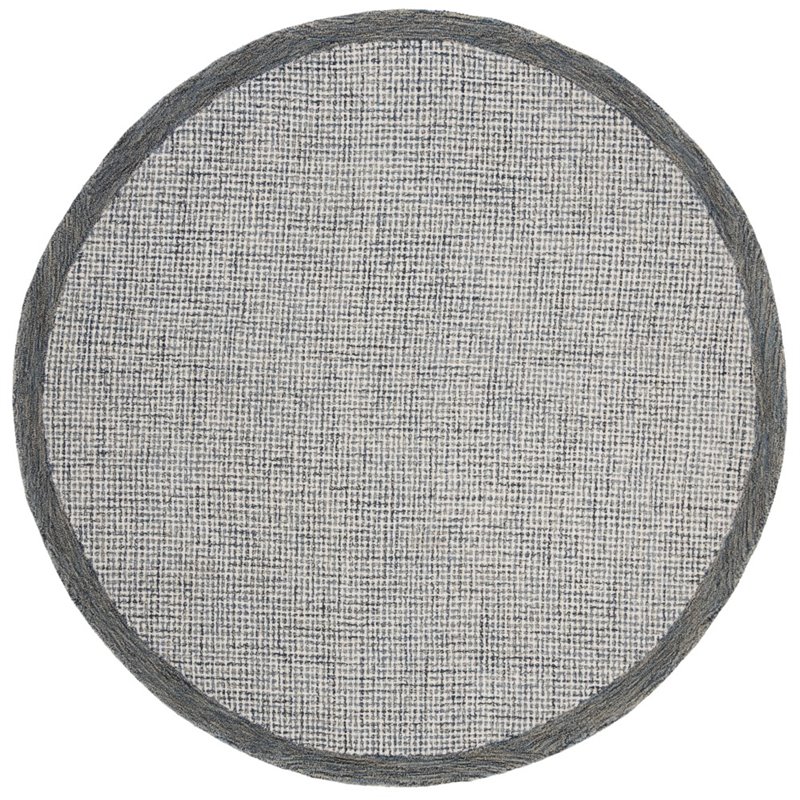 Safavieh Abstract 6' Round Hand Tufted Wool Rug in Navy and Ivory