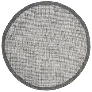 Safavieh Abstract 6' Round Hand Tufted Wool Rug in Navy and Ivory