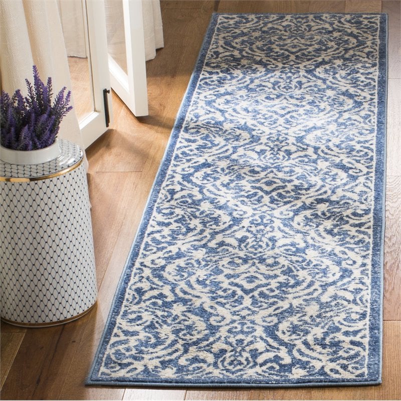 Safavieh Brentwood 2' x 8' Runner Rug in Navy and Cream