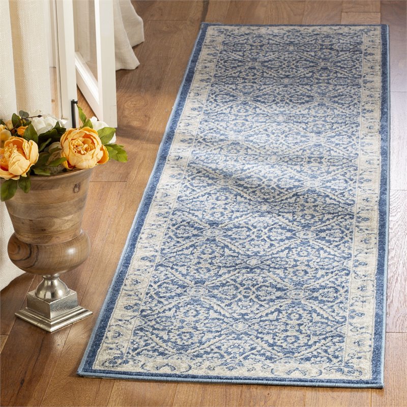 Safavieh Brentwood 2' x 8' Runner Rug in Navy and Cream