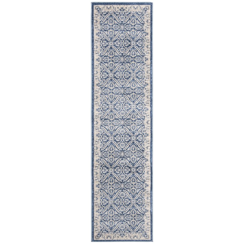 Safavieh Brentwood 2' x 8' Runner Rug in Navy and Cream