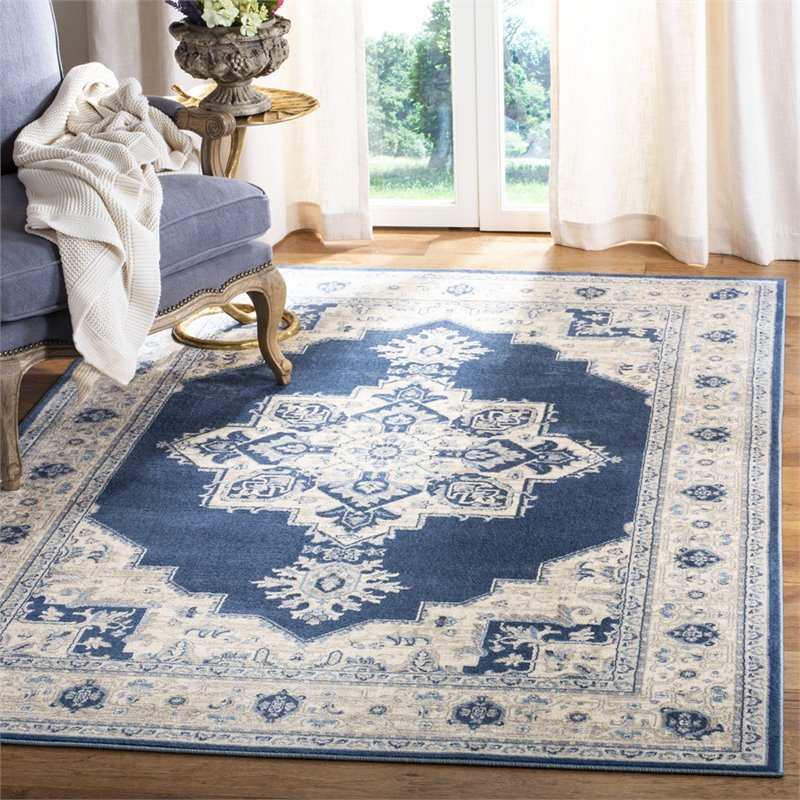 Safavieh Brentwood 4' x 6' Rug in Navy and Cream
