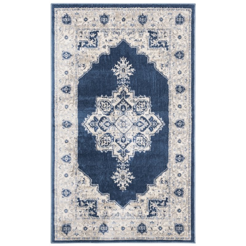 Safavieh Brentwood 4' x 6' Rug in Navy and Cream